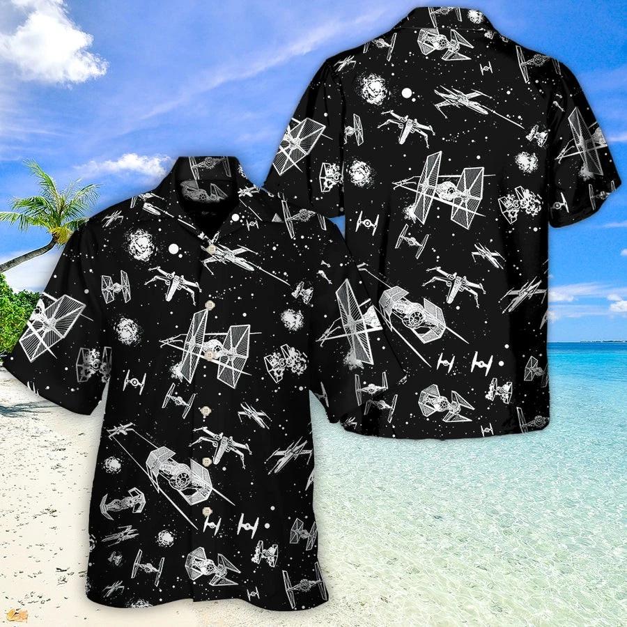 Disney Star Wars Spacecraft Pattern Hawaiian Shirt Summer Beach Aloha