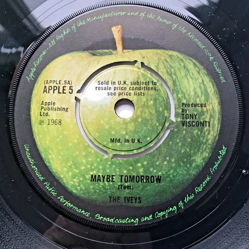 THE IVEYS "MAYBE TOMORROW" INCREDIBLY RARE 1968 UK BEATLES APPLE LABEL 45  EX++