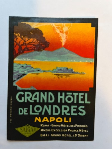 Vintage GRAND HOTEL de LONDRES Decal Napoli, Italy