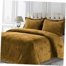 Velvet Duvet Cover Oversized 3 Piece Set with 2 Shams, 260-GSM King Camel