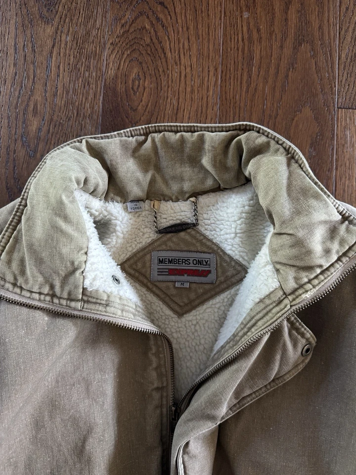 Vintage Members Only Sherpa Lined Cotton Jacket Men’s Medium Tan - Image 4 of 4