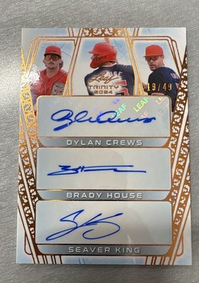 2024 Leaf Trinity - Triple Autographs Dylan Crews, Brady House, Seaver King...