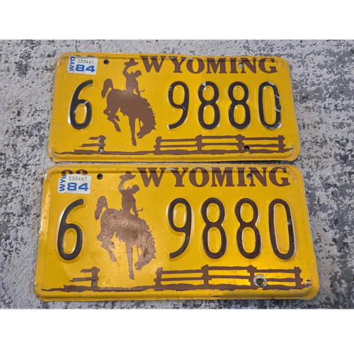 1983/84 Wyoming License Plate Pair