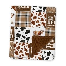 Western Baby Blanket, Cowboy Minky Blankets for Boys Girls, Nursery Room 04