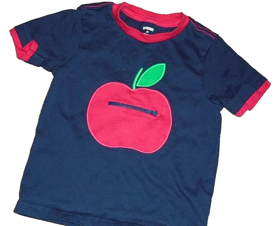 8P GYMBOREE Talla 3 Niños Apple WORM Camisa y Rojo Pull On Jogger Pantalones Conjunto Foto 4 de 4