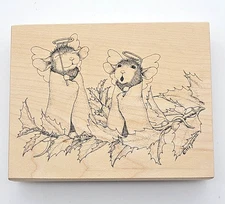 House Mouse Rubber Stamp Mudpie Monica Angel Delights Christmas Stampa Rosa 1999