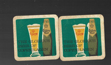 VINTAGE BEER COASTERS 2 of CARLSBERG BEER Glorious Beer of Copenhagen Denmark