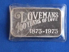 1975 World Wide Mint WWM-114 Lovermans 100 Years of Love Silver Art Bar B0180