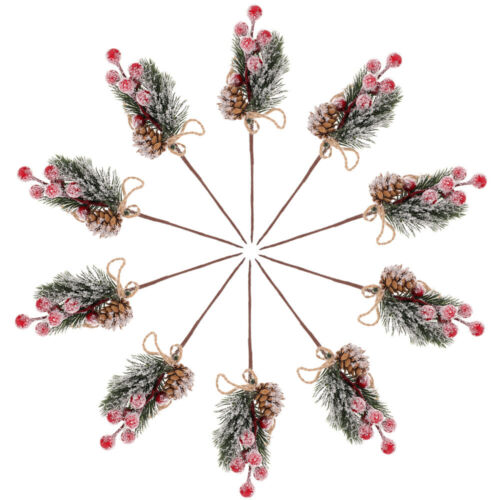  Weihnachtspflanzen Picks Künstliche Kiefernhacke Dekorationen - Bild 1 von 17
