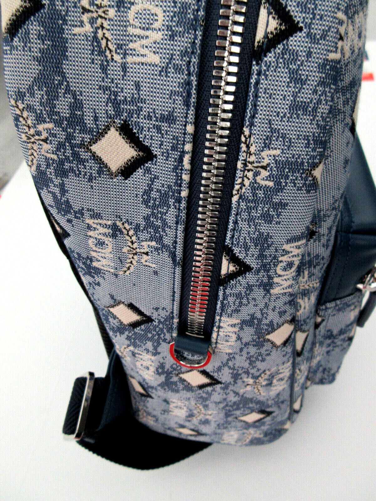 MCM Small Stark Vintage Jacquard Monogram Canvas & Leather Backpack  Women's Blue