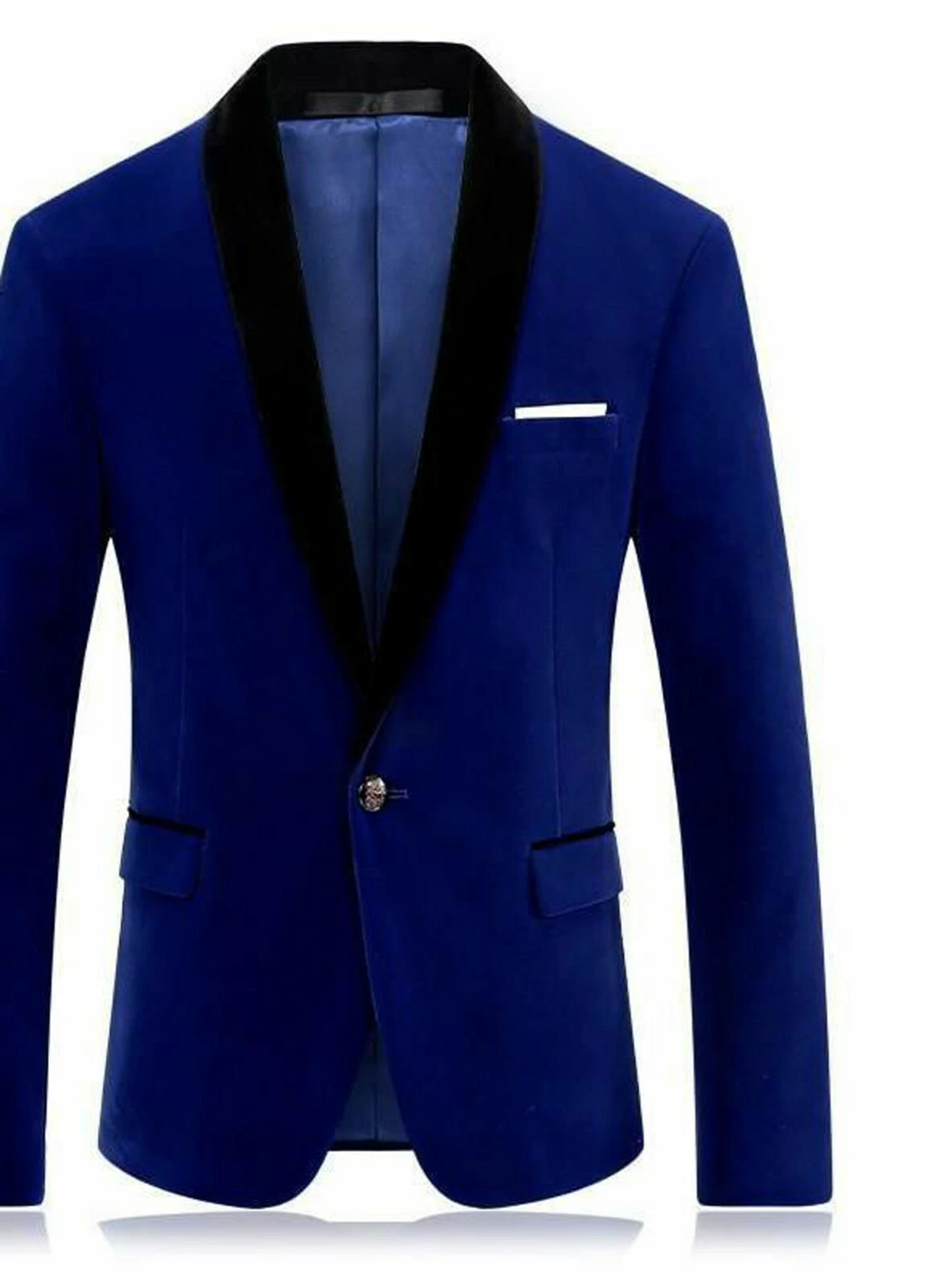 Men's Blue Velvet Jacket Blazer Designer Groom Wedding Tuxedo Casual