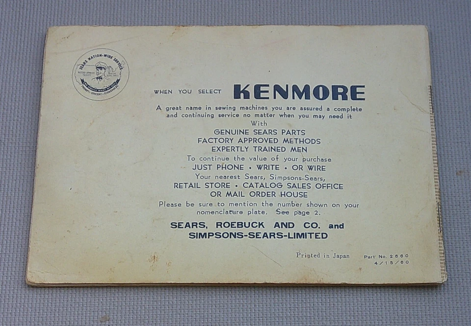 Máquina de coser Kenmore modelo 48 vintage años 60 manual de instrucciones-coleccionable Foto 2 de 2