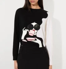 Women Alice + Olivia Wool Sweater Top Round Neck Blouse Top