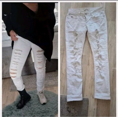 Hollister High Rise Skinny Jeans Used Look JEANS GERADES Bein  Neuwertig 