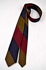 Neck Tie VTG 60s Olive Black Maroon Wide Stripe Dacron Poly Tie 53 x 2.25" NWOT