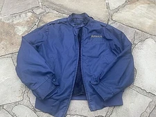 Vintage Amoco Standard Full Zip Employee Bomber Jacket 70s 80s Navy SZ M