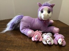 Pony Surprise Purple Glitter Pony with 3 Babies 2015 Stuffed Animal