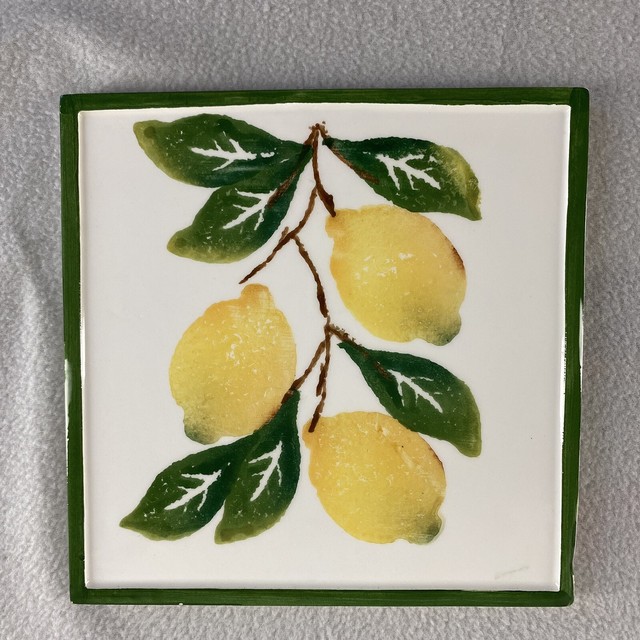 Set of 4 Italian Ceramic Fruit Wall Decor Plaque Tiles 7.75" Square eBay