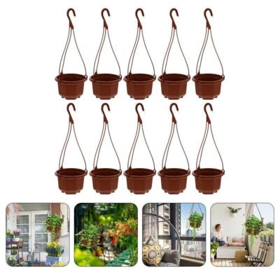 10 Sets Hanging Planters for Outdoor Plants Plastic Hanging Plant Pots with  Hook | eBay