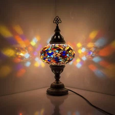 Turkish Moroccan Tiffany Mosaic Table Lamp Glass Desk Bedside Light | FREE Bulb