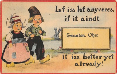 #ad #ad Swanton Ohio 1913 Greetings Postcard Dutch Children Whitehouse Ohio Cancel $6.05