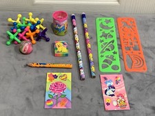 New Vintage Lisa Frank Lot Stickers Pencils, Stencils, Jacks, Eraser Kalidescope