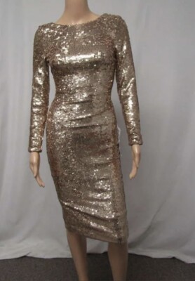 Dress The Population Women s  Emery  Soft Gold/Champagne Sequin Dress XXS NWT