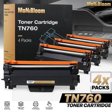 4PK TN760 Toner Cartridge Replacement w/Chip for MFC-L2750DW DCP-L2550DW L2551DW