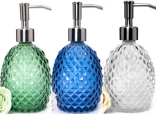 Soap dispenser with pump bottle Lotion bathroom Hand Shower Sink Dish Blue 12oz