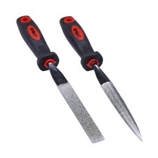 2pc Diamond File Set 120 Grit 4" Half Round Taper & Flat Stone Glass Metal