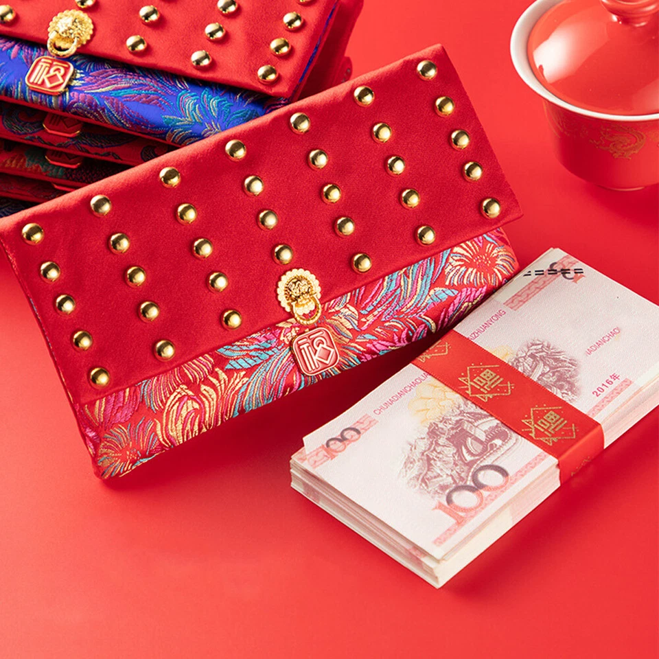 2Шт шелк красный конверты для свадьбы китайский праздник Хонг Бао Lucky деньги сумка - Изображение 4 из 4