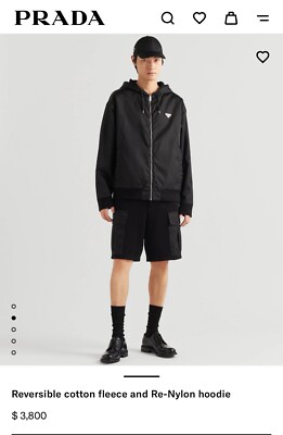 Prada Reversible cotton fleece and Re-Nylon hoodie | eBay