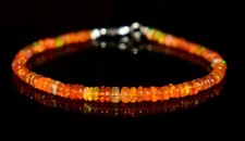 7"Natural Ethiopian Wello Fire Opal Gemstone Fire Beads Bracelet F01464