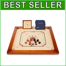 Premium 33 x 33” Carrom Board Set - Handmade in India, Complete with Accessories