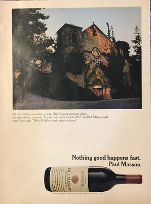 1974 Paul Masson Wine California Zinfandel PRINT AD 1852 Winery VTG 1970s