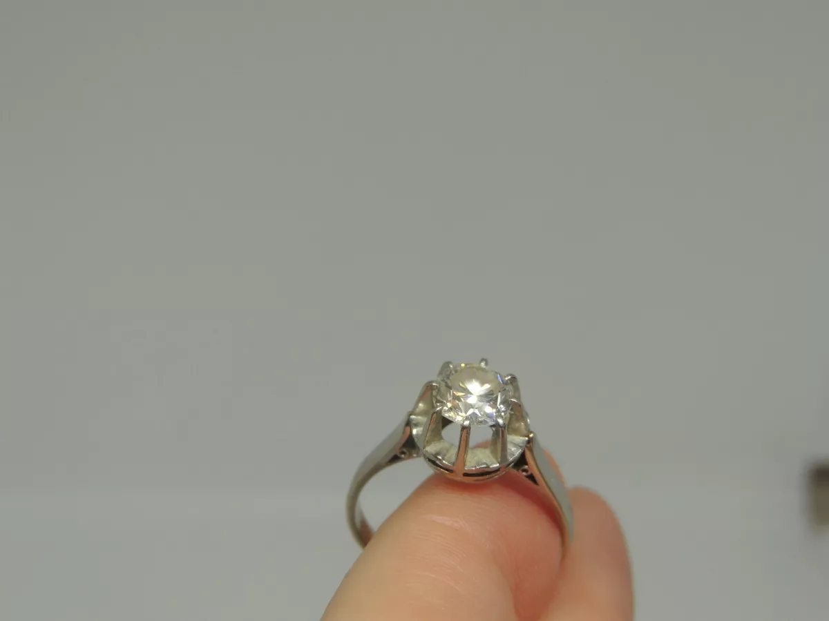 Bague solitaire ancienne diamant or blanc 18 carats eBay