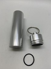 Aluminum 80mm x 22mm Container Key Ring with Gasket and Screw Top. 110mm total.