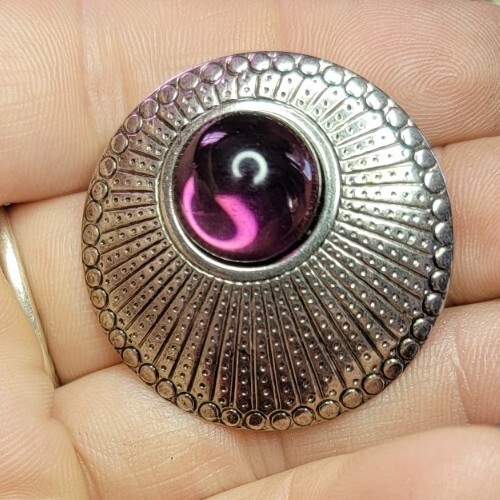 Large Vintage Round Silvertone Statement Earrings… - image 5