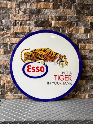 Vintage ESSO Tiger Gas Station 1960s Heavy Metal Sign - 19.7