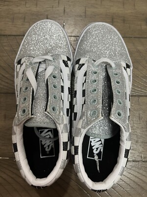 vans old skool glitter checkboard youth 3 sneakers brand new nice cute comfy