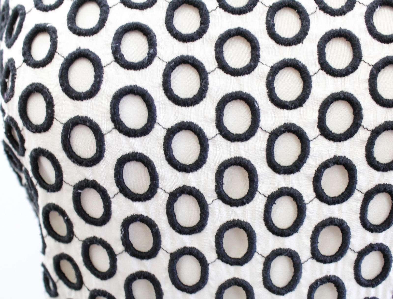 J Crew Off White Black Punched Out Eyelet Embroidered Dress Fit and