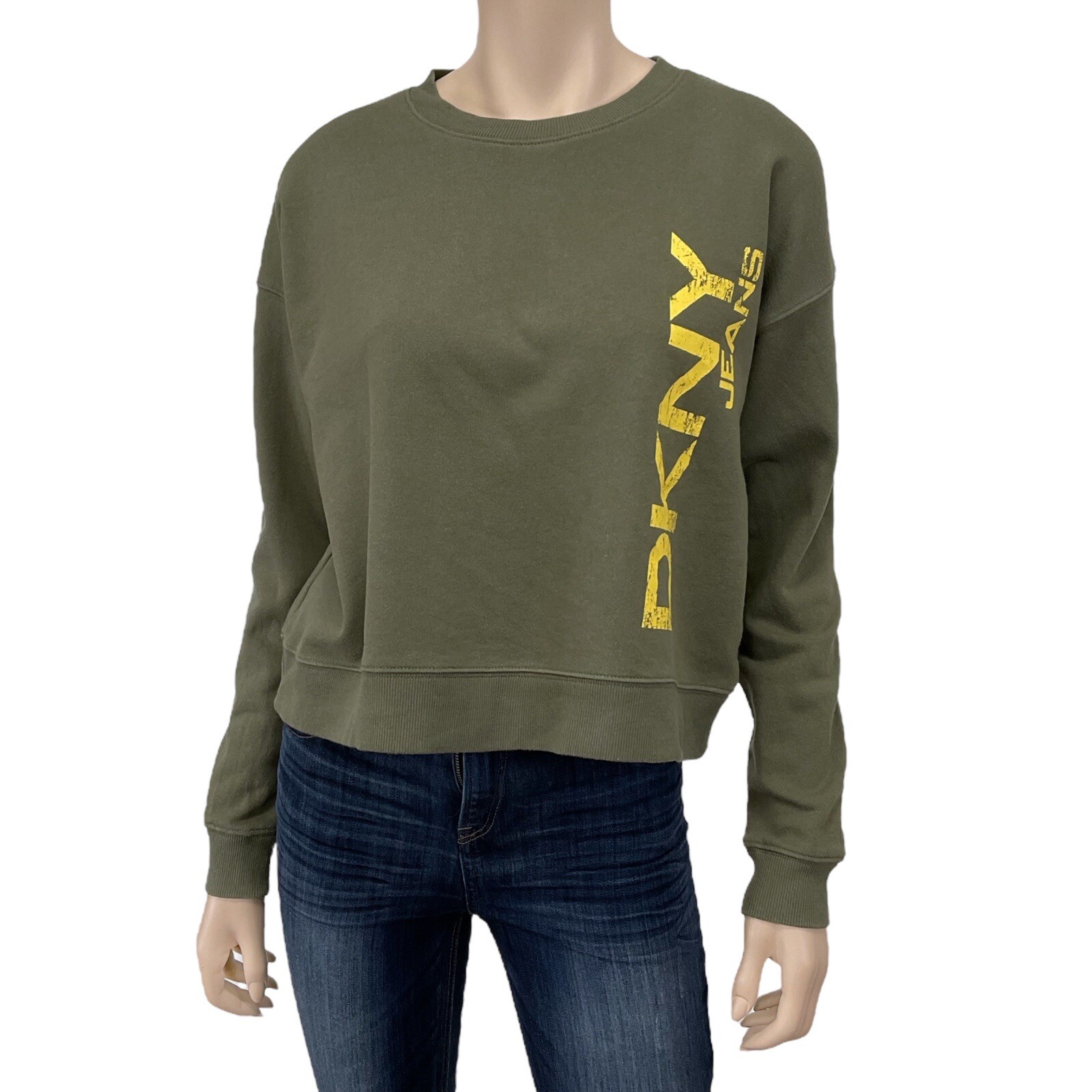 DKNY Women's Large Logo Long Sleeve Sweater Cardigan - Open Front, Business Casual Style