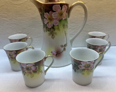 NICHIWA ホットメイト　NH-60A ANTIQUE NIPPON HOT CHOCOLATE SET - 6 Cups, Chocolate Pot/Lid, Hand