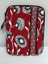 VERA BRADLEY DECO DAISY Zippered Book Cover Holder Red & Black 8" X 6"