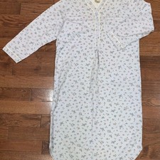 VTG L.L. Bean Floral Nightgown 100 Cotton Vintage Sleepwear P2P 22.5