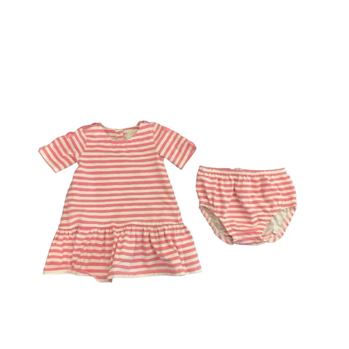 Abito Kate Spade bambina con volant set fiori orlo cotone rosa righe 12 mesi #1392