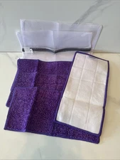 KEEPOW Reusable Mop Pads Refills Purple Cloth 11” x 6” New With Mesh Storage Bag