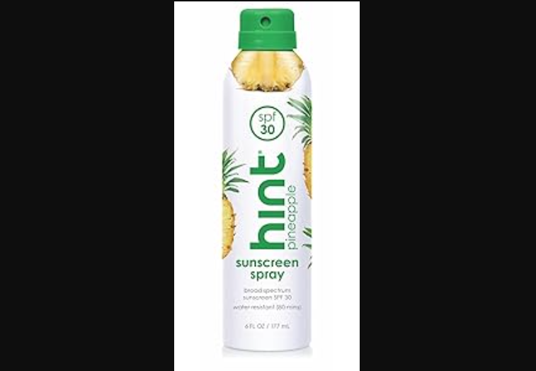 HINT PINEAPPLE SUNSCREEN BROAD SPECTRUM (SPF 30) WATER RESISTANT, SPRAY, SEALED!