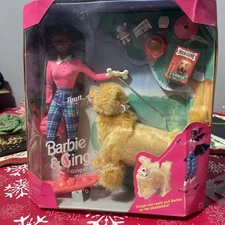 Barbie & Ginger 1997 Pet Dog of Barbie African American doll 074299173691