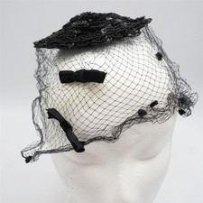 Womens Evening Church Dress Derby Statement Hat Black Mesh